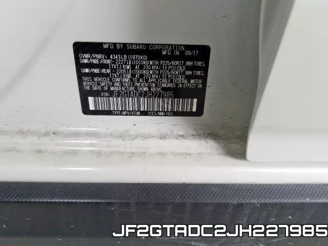 JF2GTADC2JH227985 фото 2