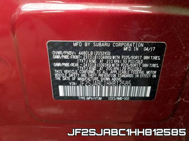 JF2SJABC1HH812585 фото 2