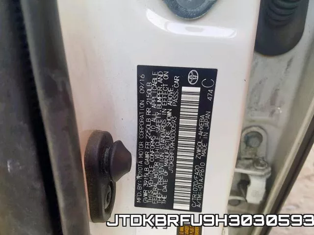 JTDKBRFU9H3030593 фото 2