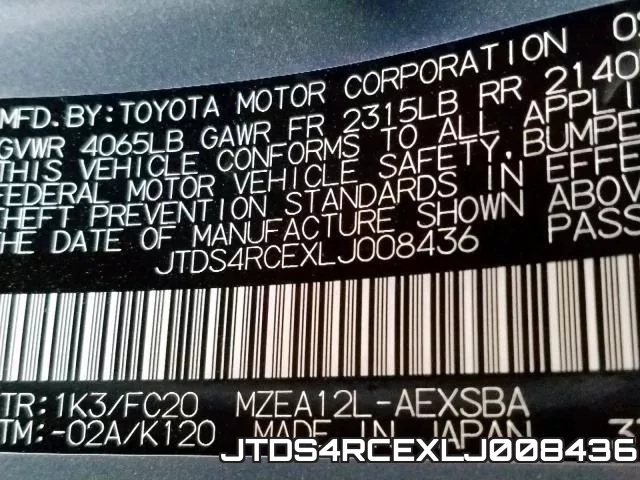 JTDS4RCEXLJ008436 фото 2