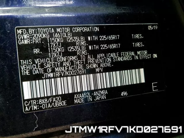 JTMW1RFV7KD027691 фото 2