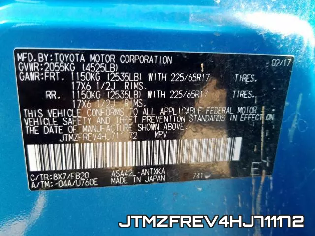 JTMZFREV4HJ711172 фото 2