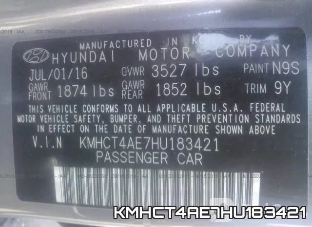 KMHCT4AE7HU183421 фото 9