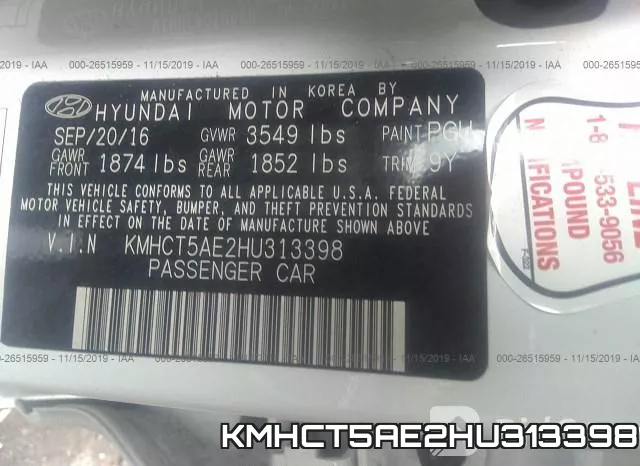 KMHCT5AE2HU313398 фото 10