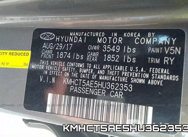KMHCT5AE5HU362353 фото 9