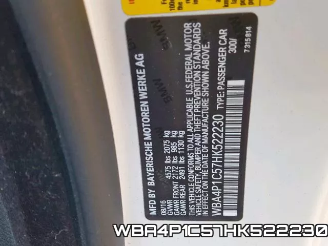 WBA4P1C57HK522230 фото 2