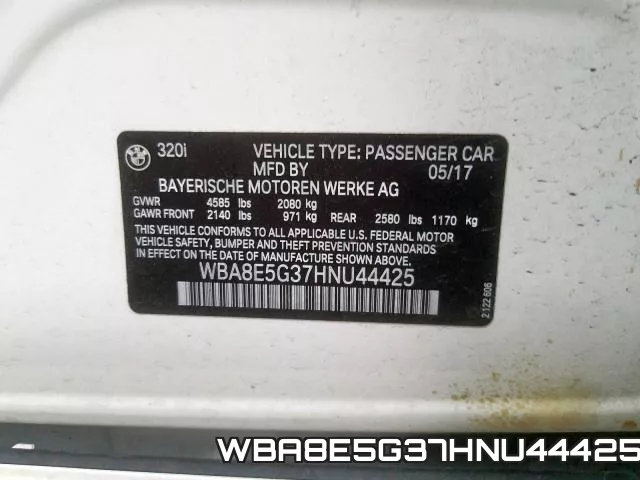 WBA8E5G37HNU44425 фото 2