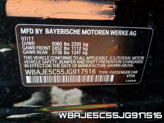 WBAJE5C55JG917516 фото 2
