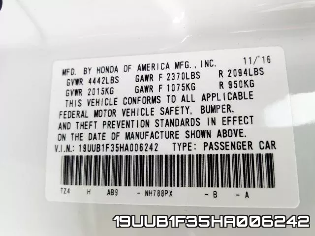 19UUB1F35HA006242 фото 2