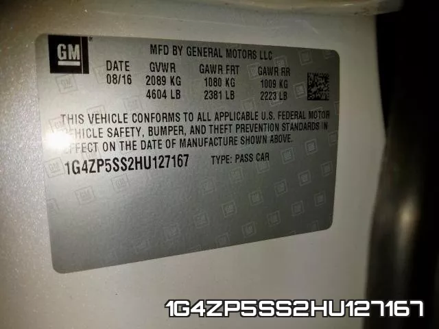 1G4ZP5SS2HU127167 фото 2