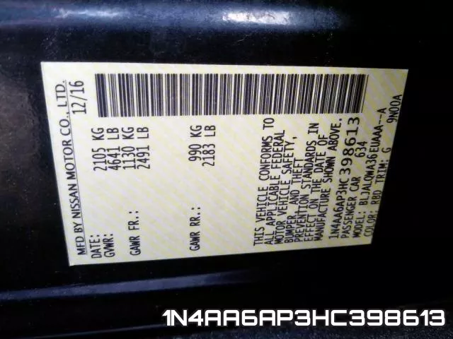 1N4AA6AP3HC398613 фото 2