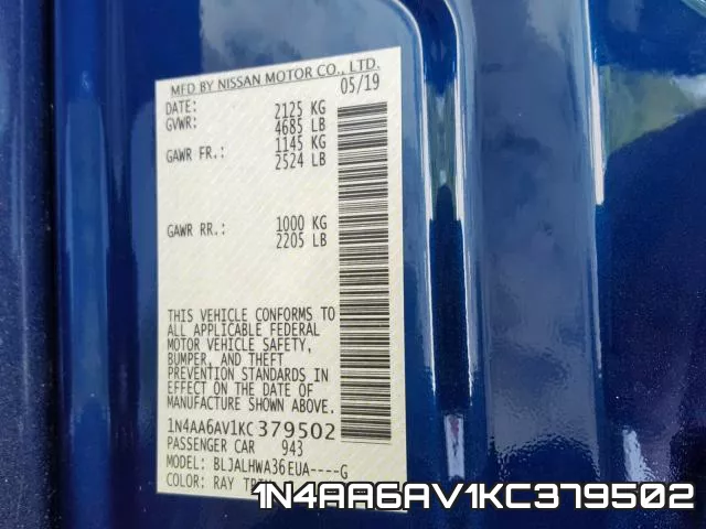 1N4AA6AV1KC379502 фото 2