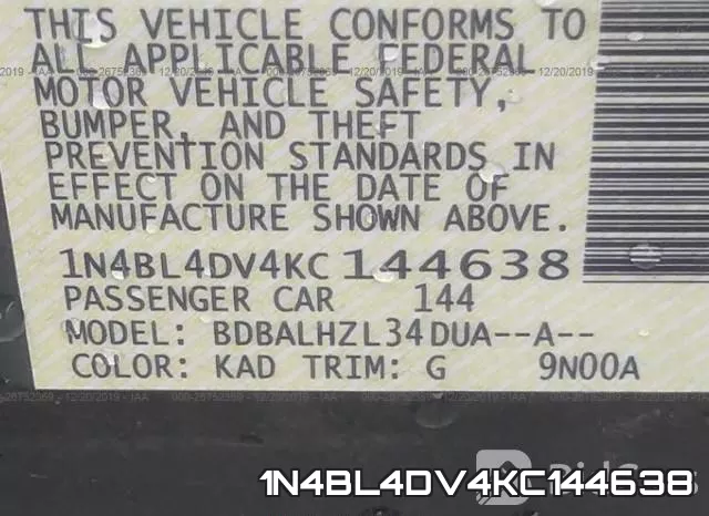 1N4BL4DV4KC144638 фото 10