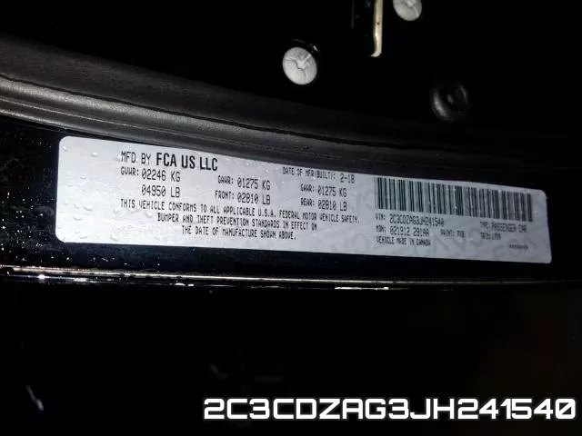2C3CDZAG3JH241540 фото 2