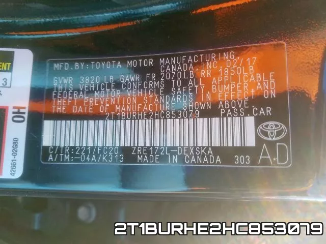 2T1BURHE2HC853079 фото 2