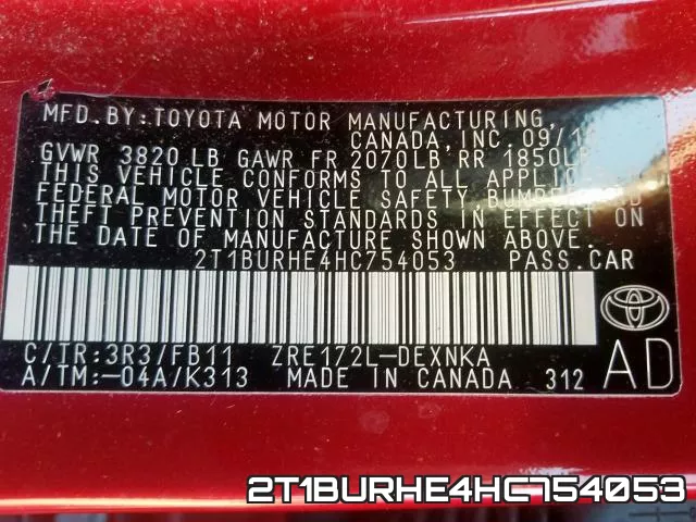 2T1BURHE4HC754053 фото 2