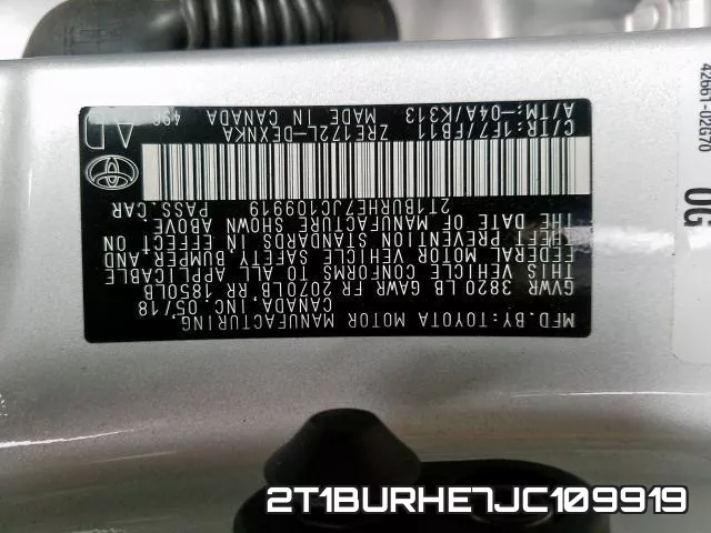 2T1BURHE7JC109919 фото 2
