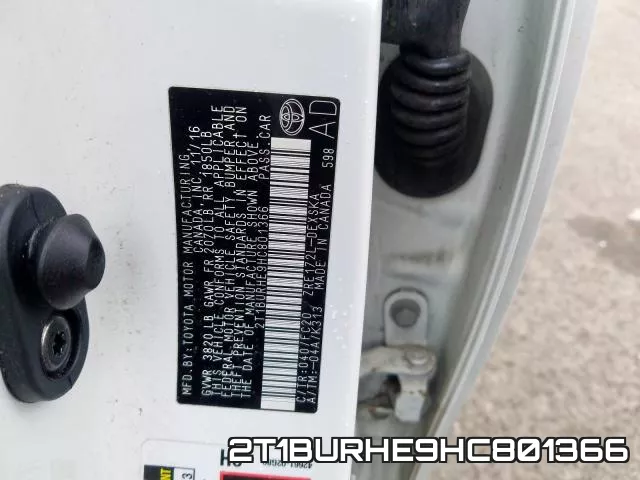 2T1BURHE9HC801366 фото 2