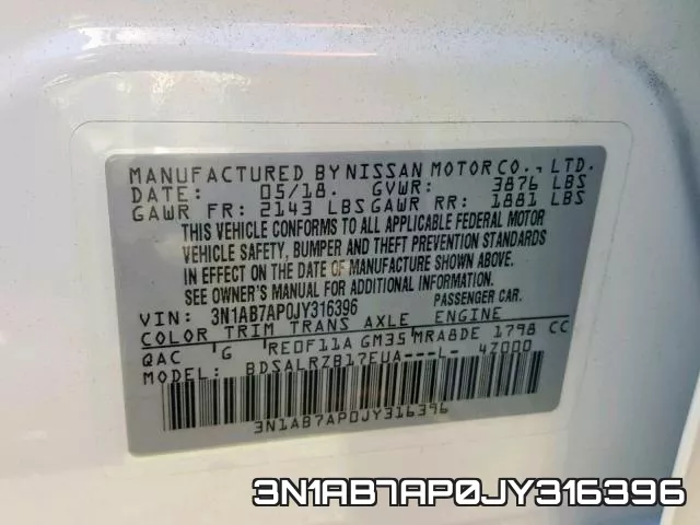 3N1AB7AP0JY316396 фото 2