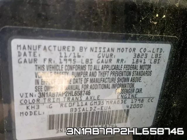 3N1AB7AP2HL658746 фото 2