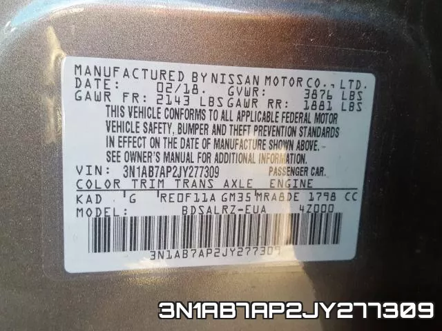 3N1AB7AP2JY277309 фото 2