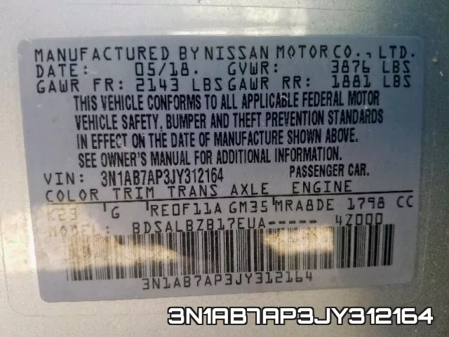 3N1AB7AP3JY312164 фото 2