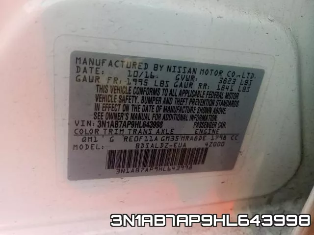 3N1AB7AP9HL643998 фото 2