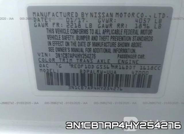 3N1CB7AP4HY254276 фото 8