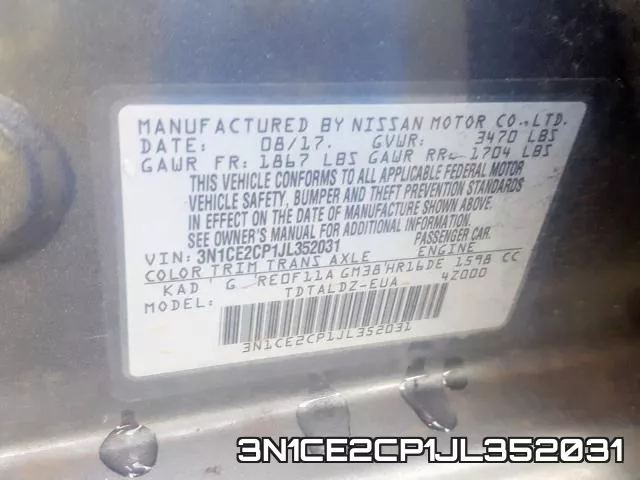 3N1CE2CP1JL352031 фото 2
