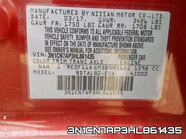3N1CN7AP3HL861435 фото 2