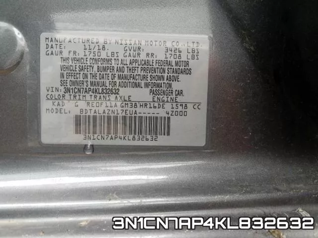 3N1CN7AP4KL832632 фото 2