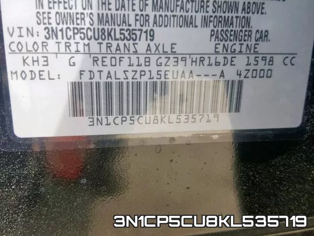 3N1CP5CU8KL535719 фото 2