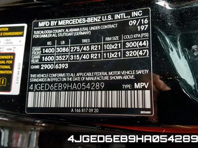 4JGED6EB9HA054289 фото 2