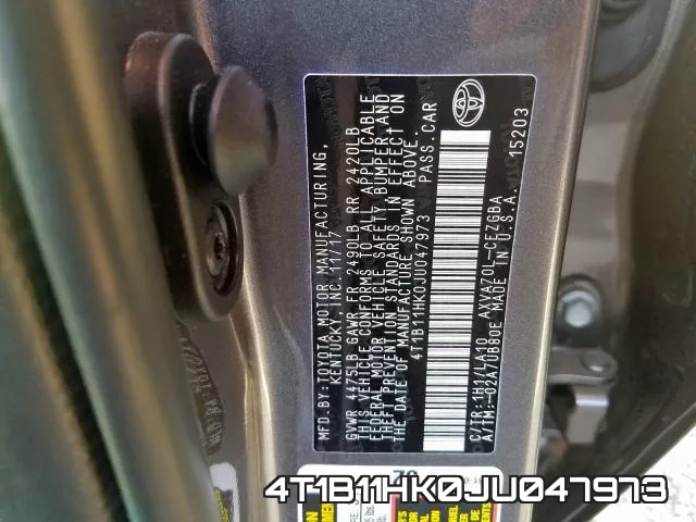 4T1B11HK0JU047973 фото 2