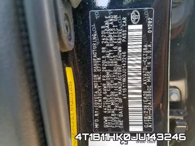 4T1B11HK0JU143246 фото 2