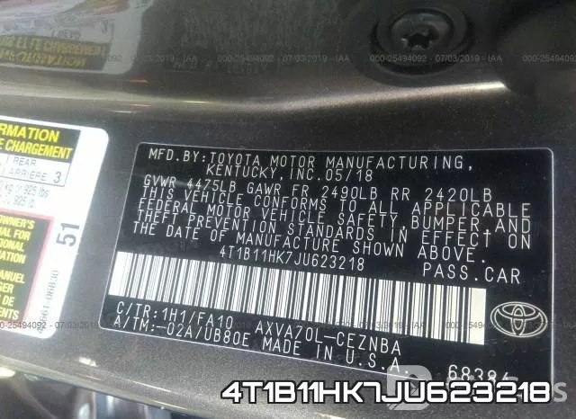 4T1B11HK7JU623218 фото 7