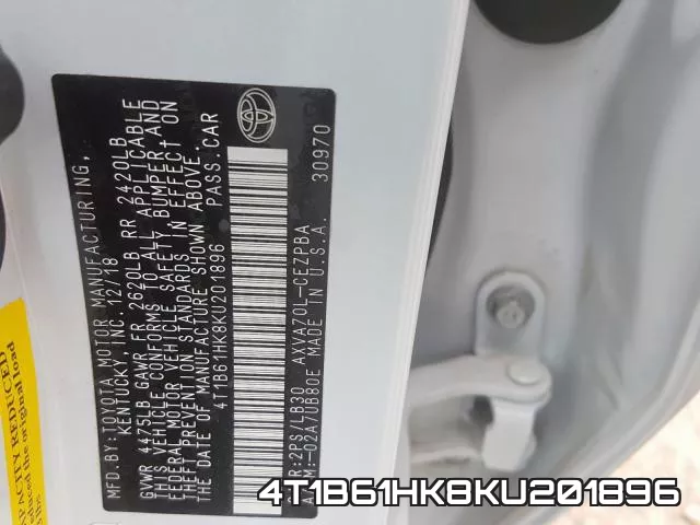 4T1B61HK8KU201896 фото 2