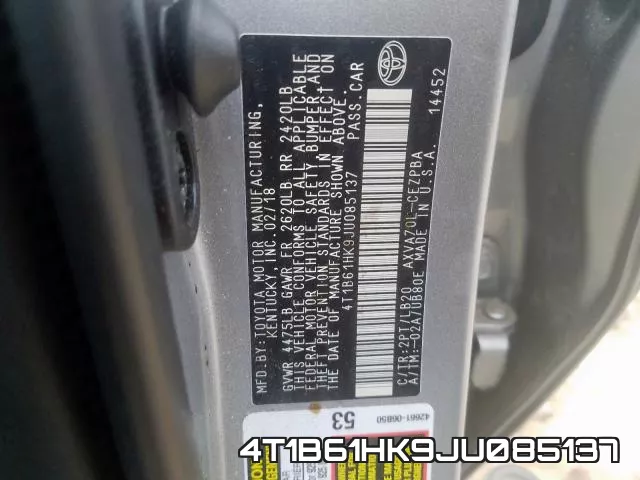 4T1B61HK9JU085137 фото 2