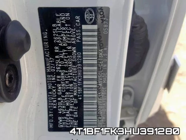 4T1BF1FK3HU391280 фото 2
