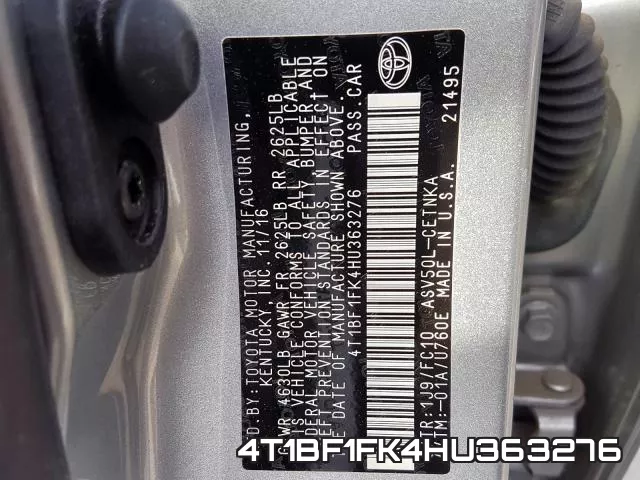 4T1BF1FK4HU363276 фото 2