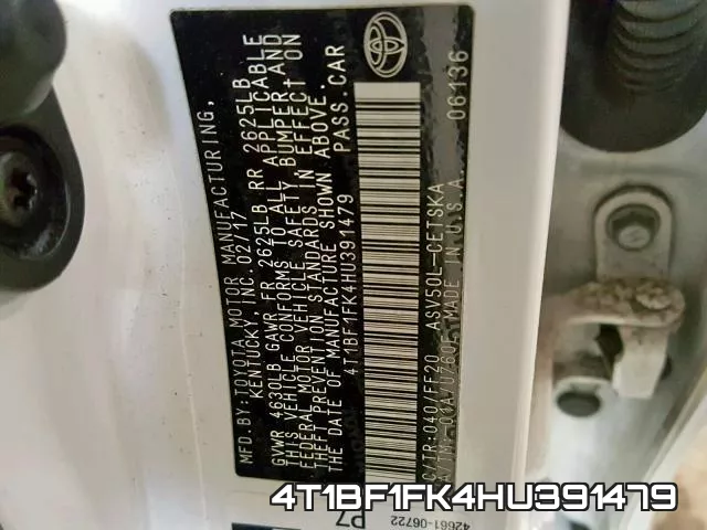 4T1BF1FK4HU391479 фото 2