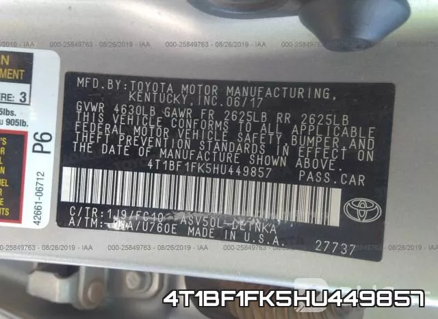 4T1BF1FK5HU449857 фото 8