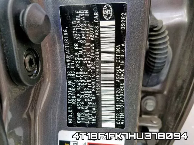 4T1BF1FK7HU378094 фото 2
