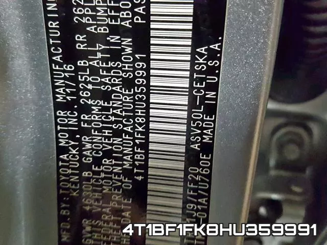 4T1BF1FK8HU359991 фото 2