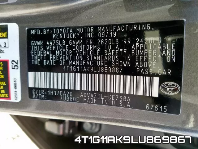 4T1G11AK9LU869867 фото 2