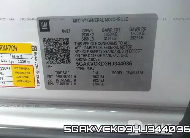 5GAKVCKD3HJ344036 фото 9