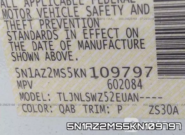 5N1AZ2MS5KN109797 фото 10