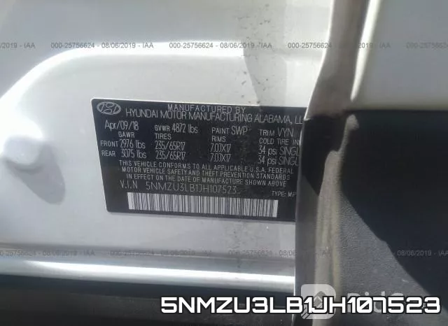 5NMZU3LB1JH107523 фото 8