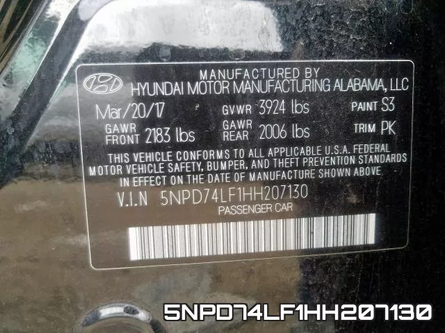 5NPD74LF1HH207130 фото 2
