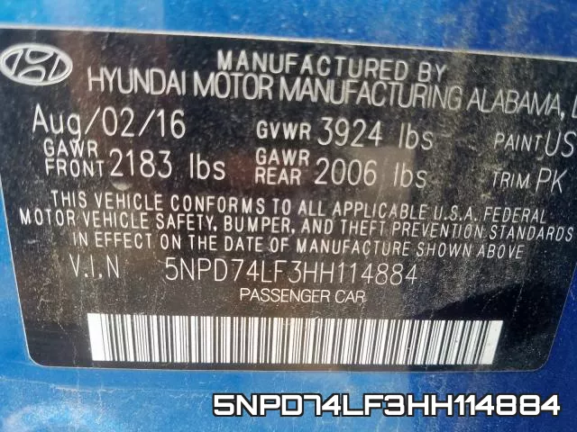 5NPD74LF3HH114884 фото 2